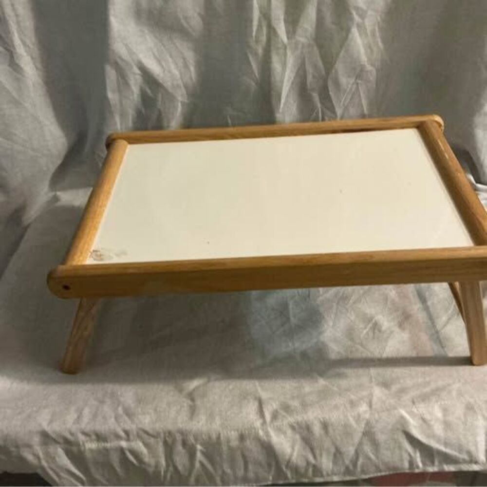 Wooden Bed Tray with White Top